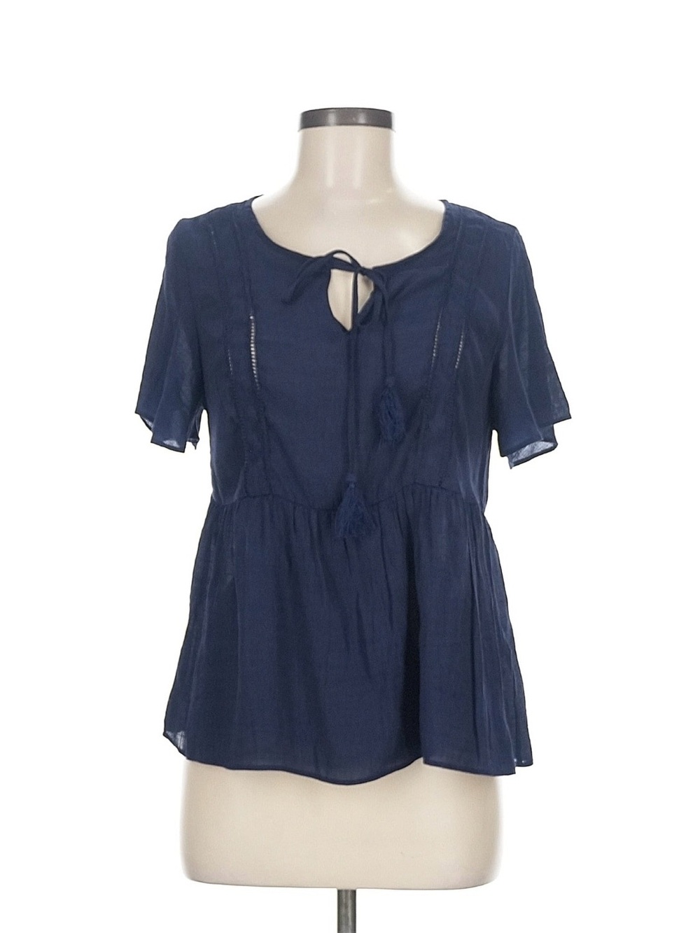 Nanette Lepore Navy Tie-Front Short Sleeve Women's Top Size M